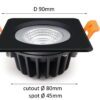 LED süvisvalgusti DAMME 9W, 3000K, IP65, DIM, must - Image 3