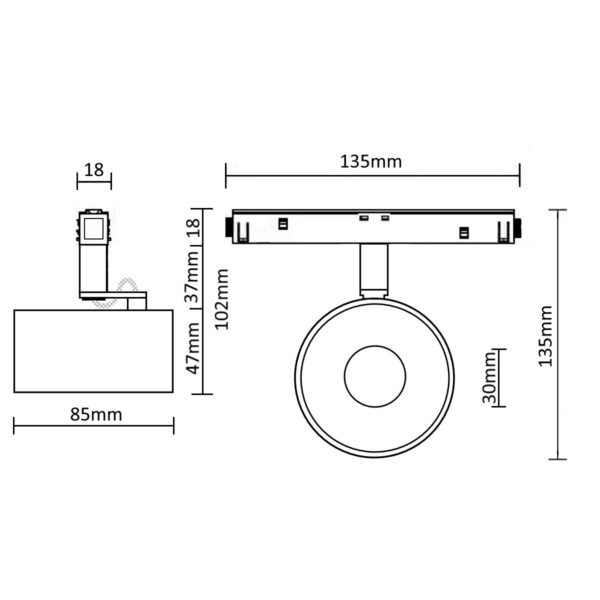 MAGNET LED siinivalgusti KOSAI 9W, 3000K, Ø85x135mm, valge - Image 7