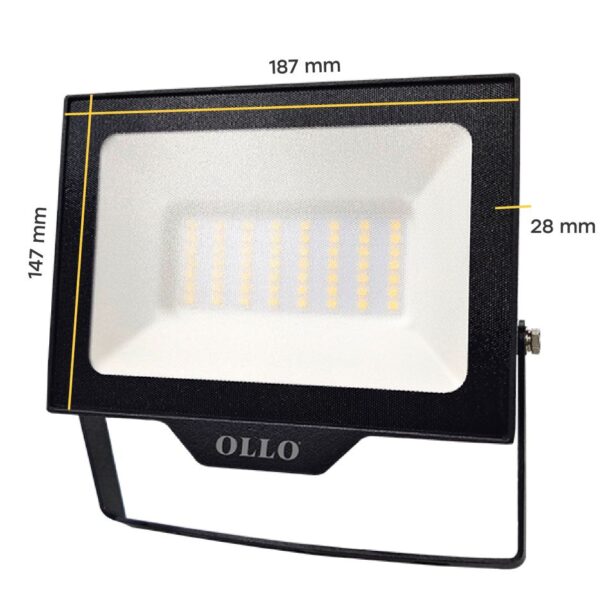 LED Prožektor OLLO 50W, 4000K, 5000lm, 110°, IP65, 187x147x28mm, must - Image 5
