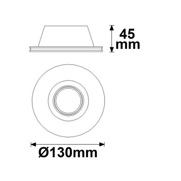 Süvisvalgusti sisseehitatav kipsist GU10, Ø130x65mm, valge - Image 2