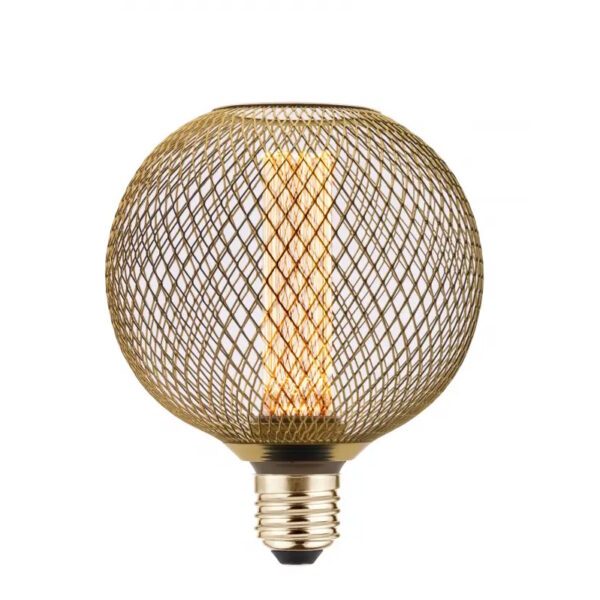 LED disainpirn GRID ümar E27, 3,5W, 120lm, 1800K, 320°, DIM, kuld - Image 4