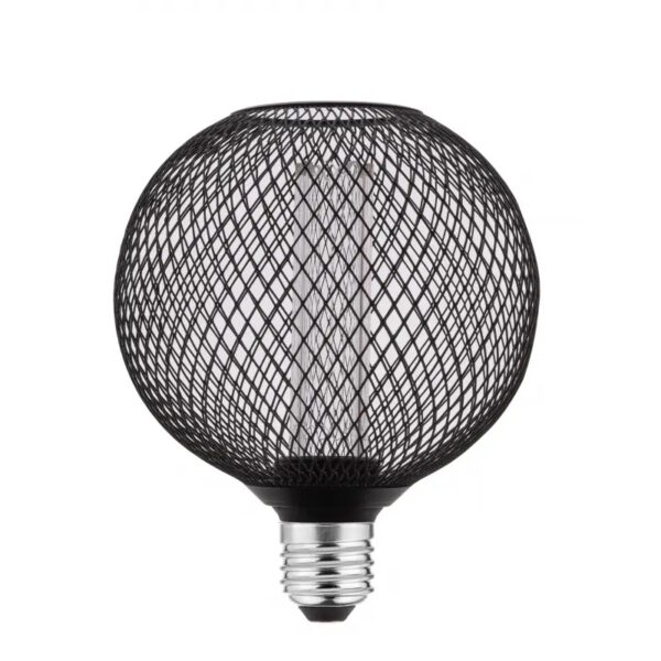 LED disainpirn GRID ümar E27, 3,5W, 120lm, 1800K, 320°, must