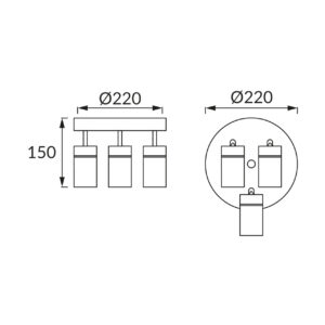 Laevalgusti suunatav TENOR ümar 3xGU10, IP44, valge