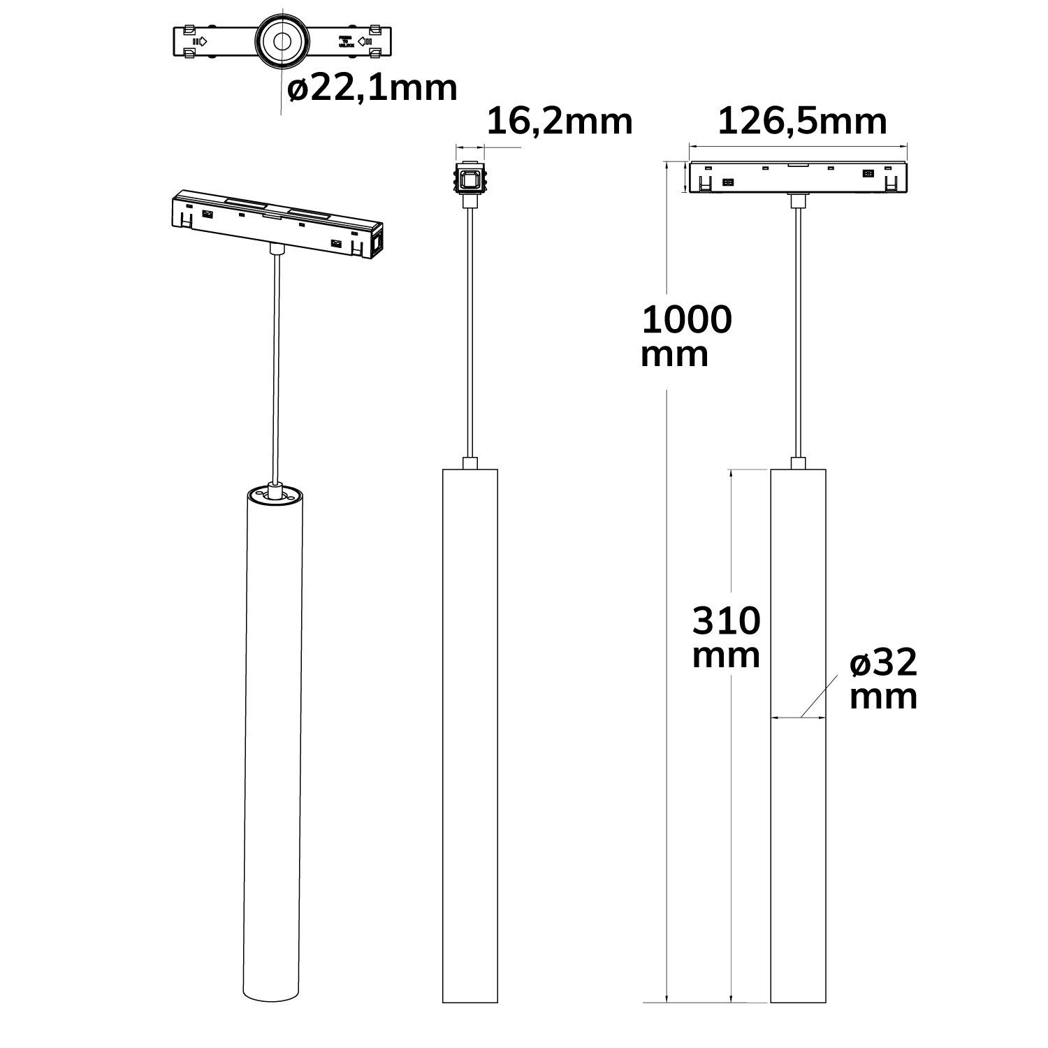 MAGNET LED siinivalgusti PIPE 7W, 3000K, 36°, UGR<19, DALI DIM, valge - Image 3