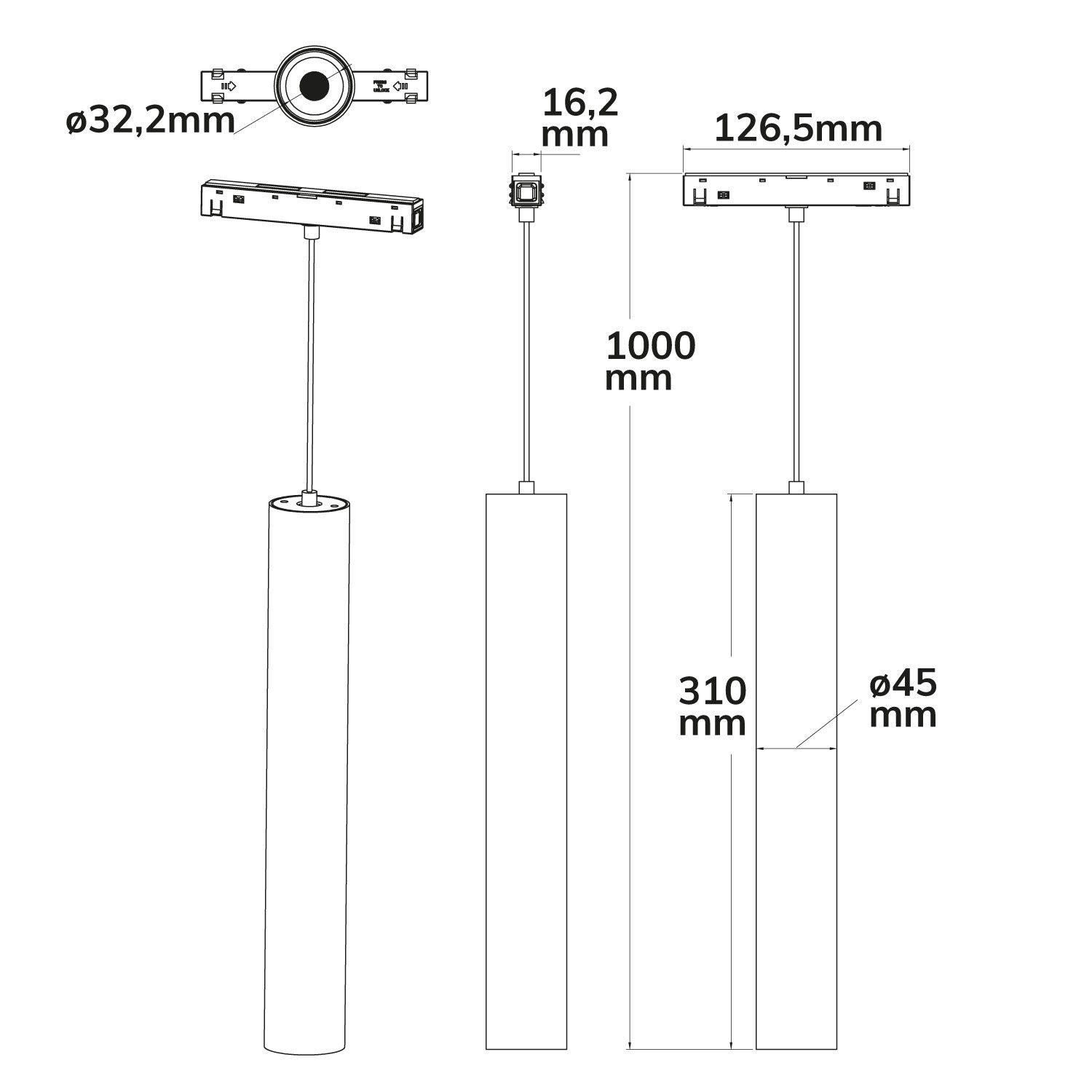 MAGNET LED siinivalgusti PIPE 15W, 3000K, 36°, UGR<19, DALI DIM, valge - Image 3
