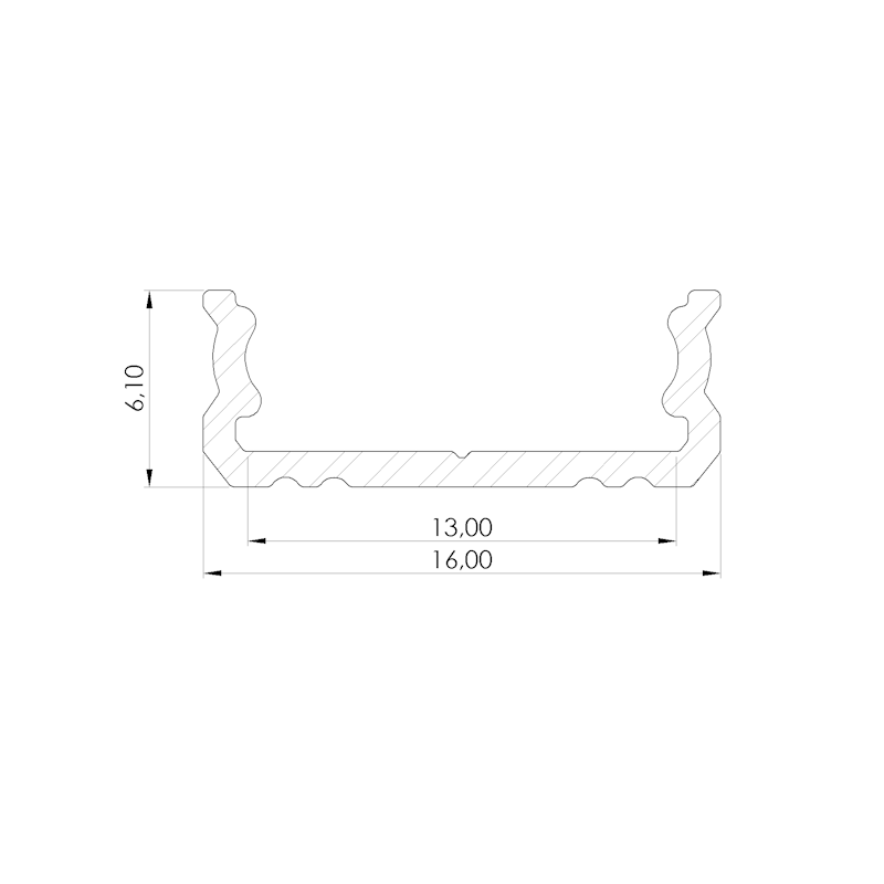 Alumiiniumprofiil GLS1 2m pinnapealne 6,1x16x2020mm, valge - Image 2