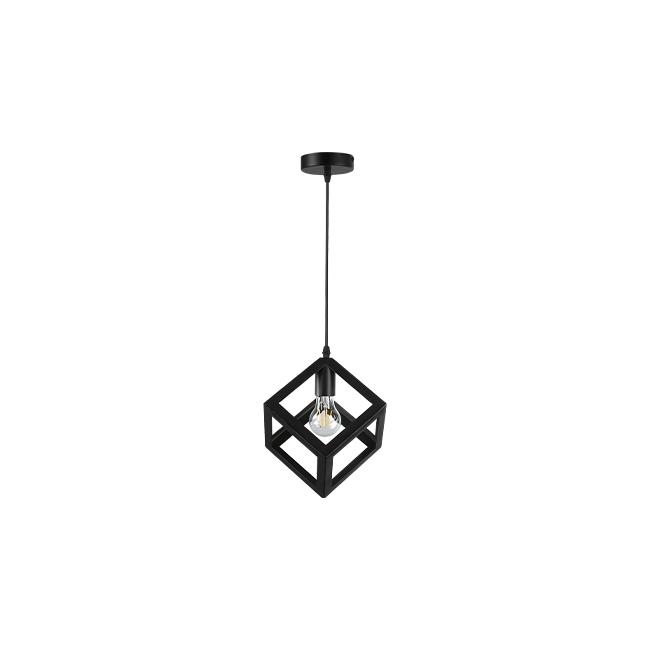 Rippvalgusti CUBE E27, 160x160mm, kaabel 1m, must