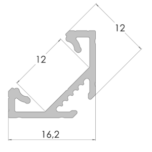 Alumiiniumprofiil GLC2 2m pinnapealne nurk 16,2x12x12x2020mm, hõbe