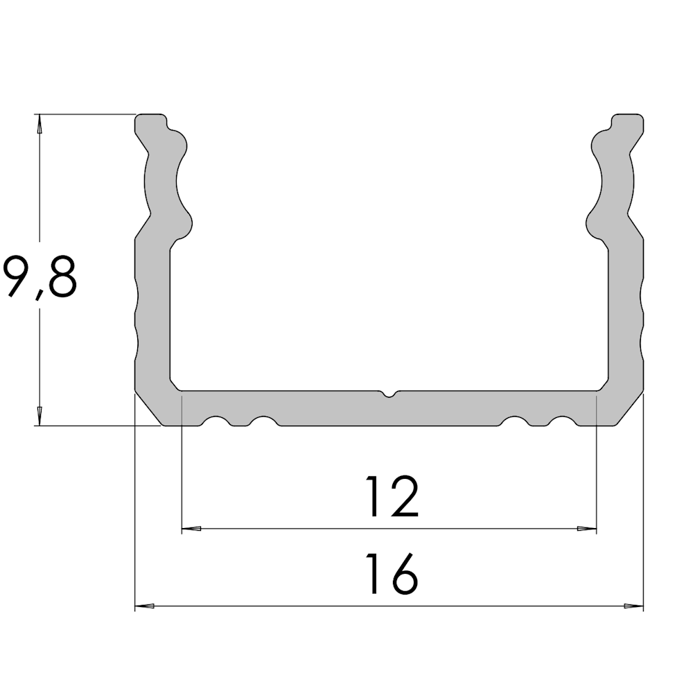 Alumiiniumprofiil GLS2 2m pinnapealne 16x10x2020mm, hõbe - Image 2